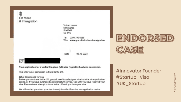 Redacted endorsement or visa outcome document example