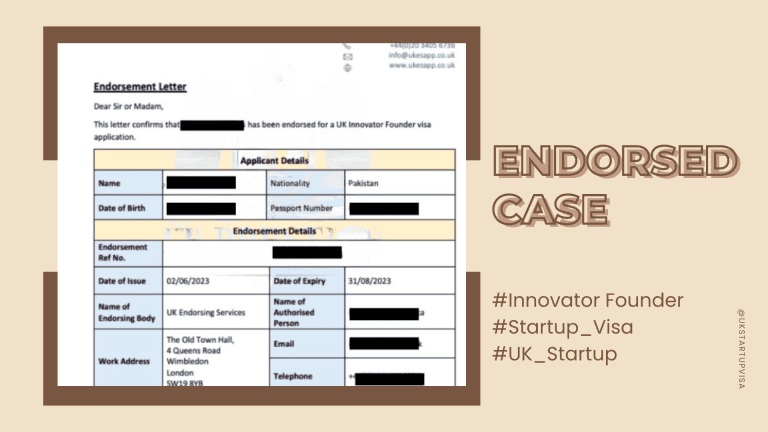 Redacted endorsement or visa outcome document example