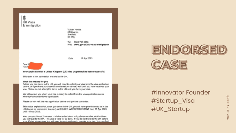 Redacted endorsement or visa outcome document example